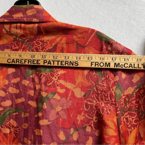 Vintage Origins Vibrant Red and Orange Linen Blazer Jacket Sz 12 - Picture 11 of 11